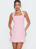 Rosamie Halter Mini Dress Soft Pink