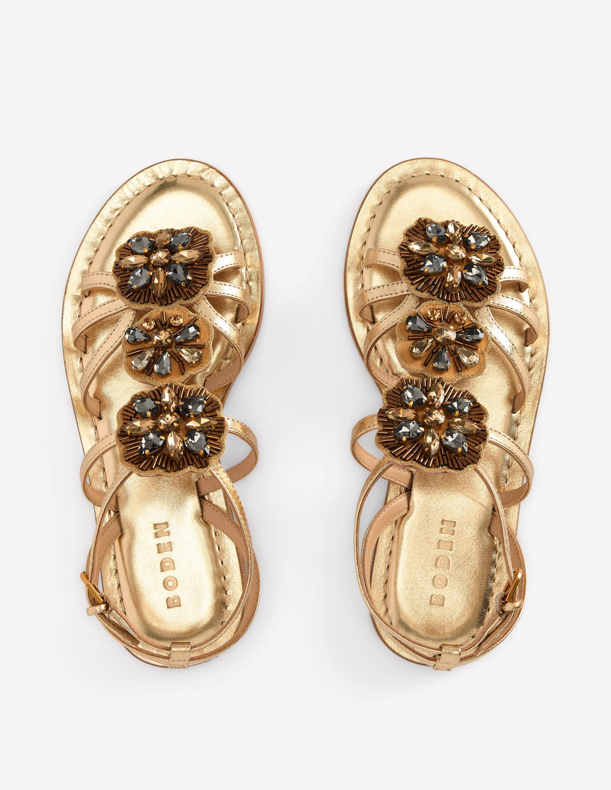 Crystal Flat Sandals-Gold