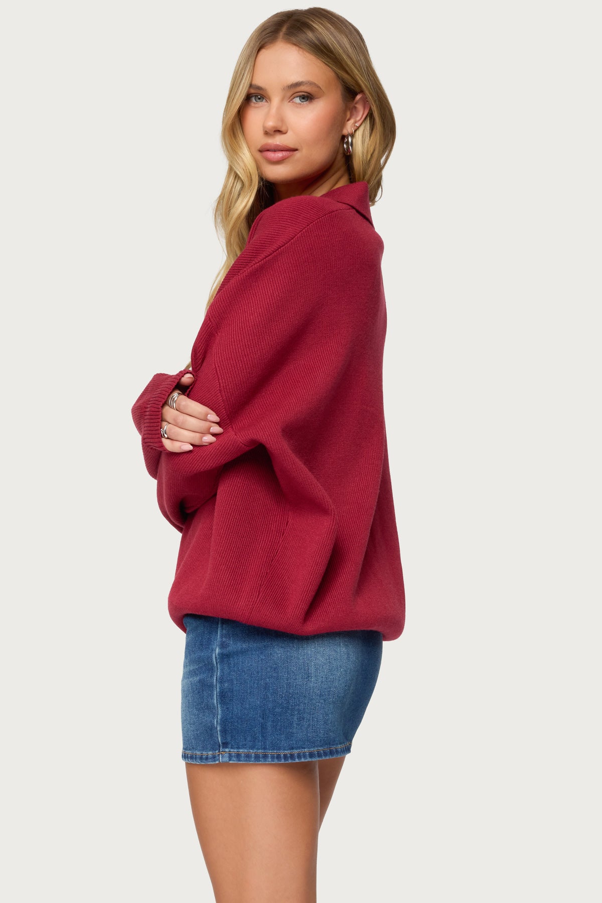 Lorie Oversized Knit Polo Sweater