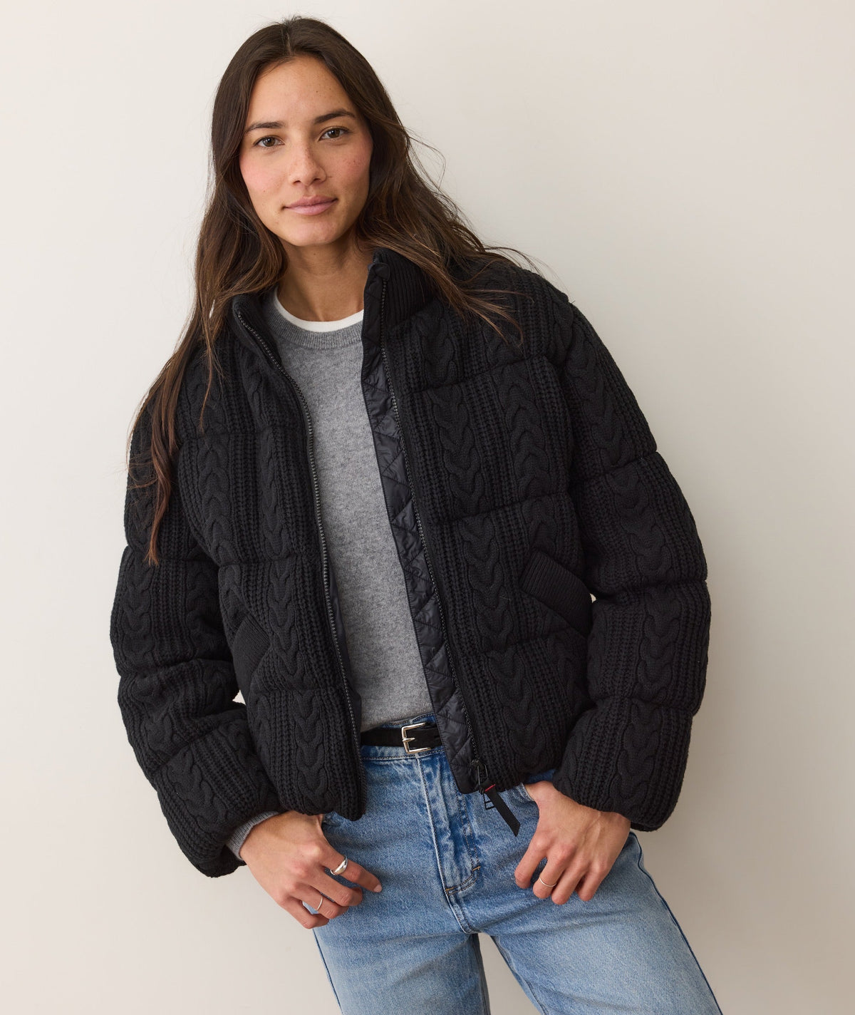 Alba Cable Knit Puffer