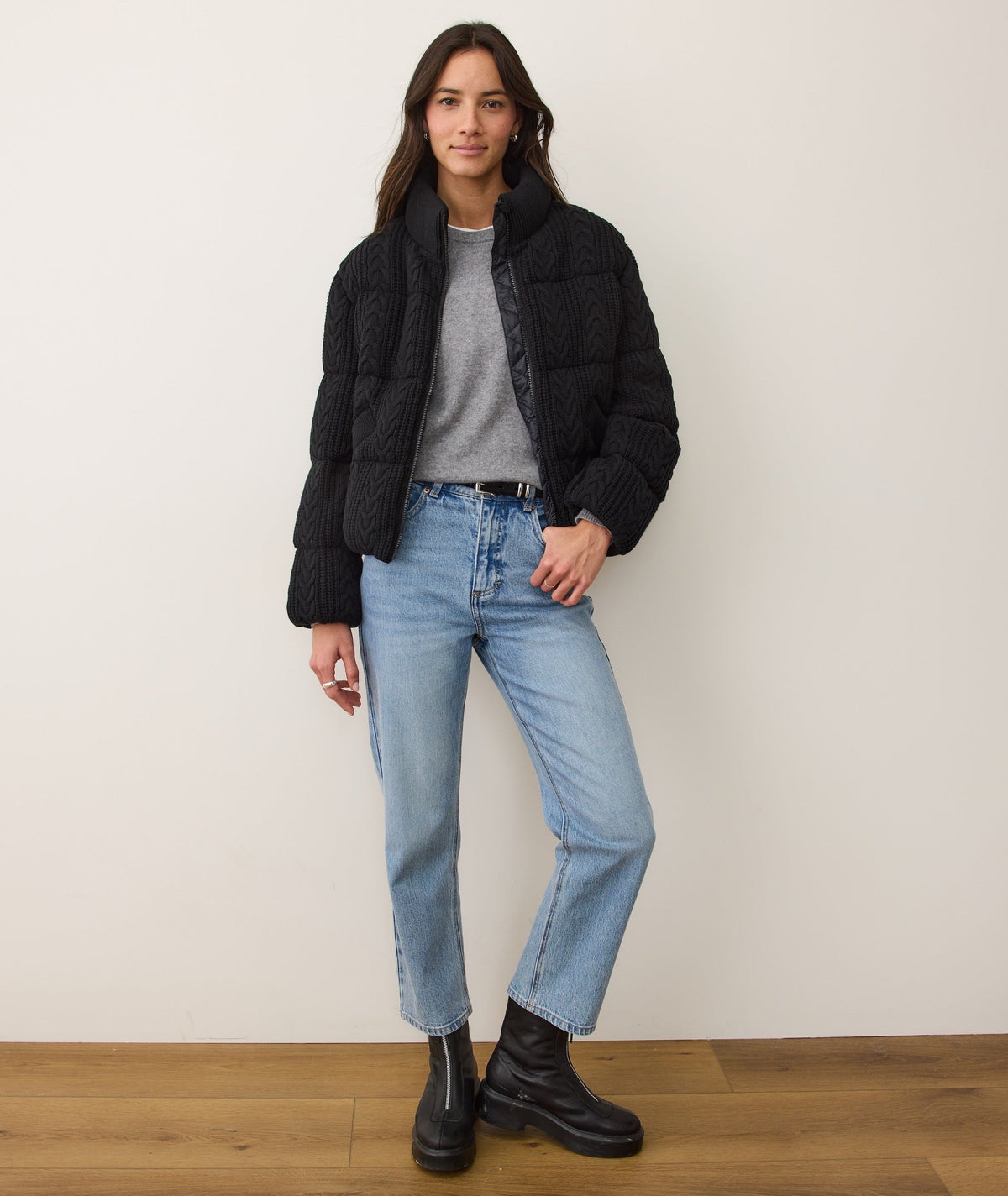 Alba Cable Knit Puffer