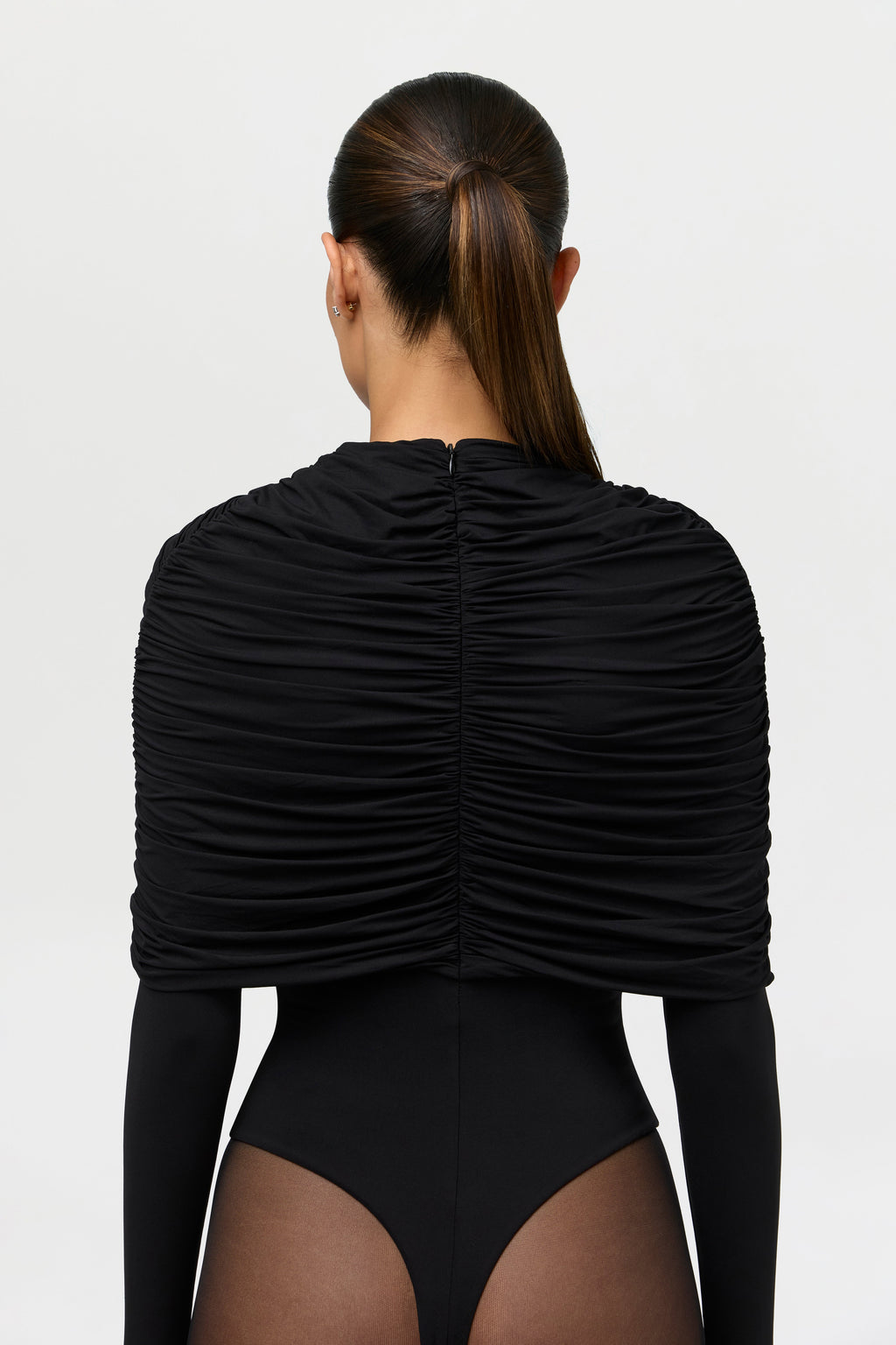 Naked Shirred Cape Bodysuit