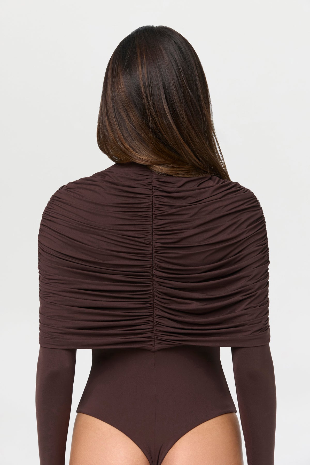 Naked Shirred Cape Bodysuit