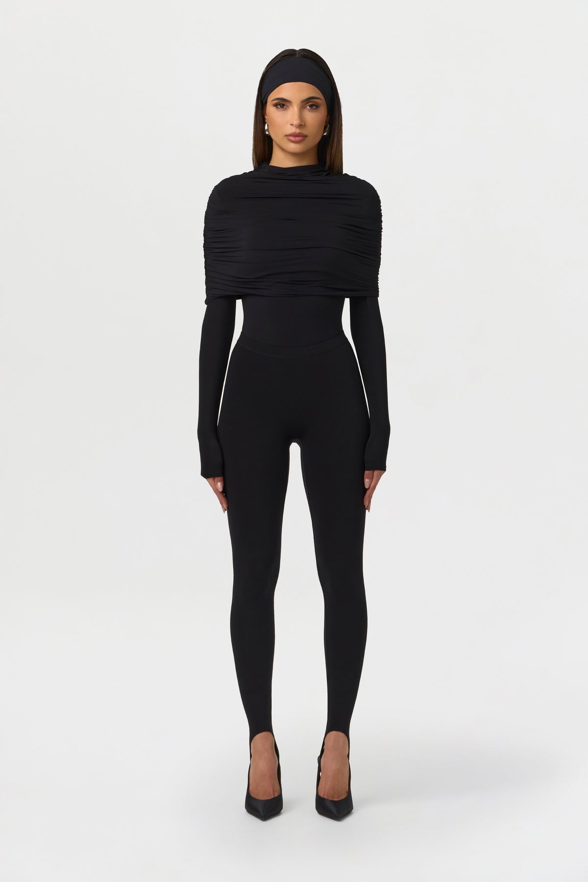 Naked Shirred Cape Bodysuit