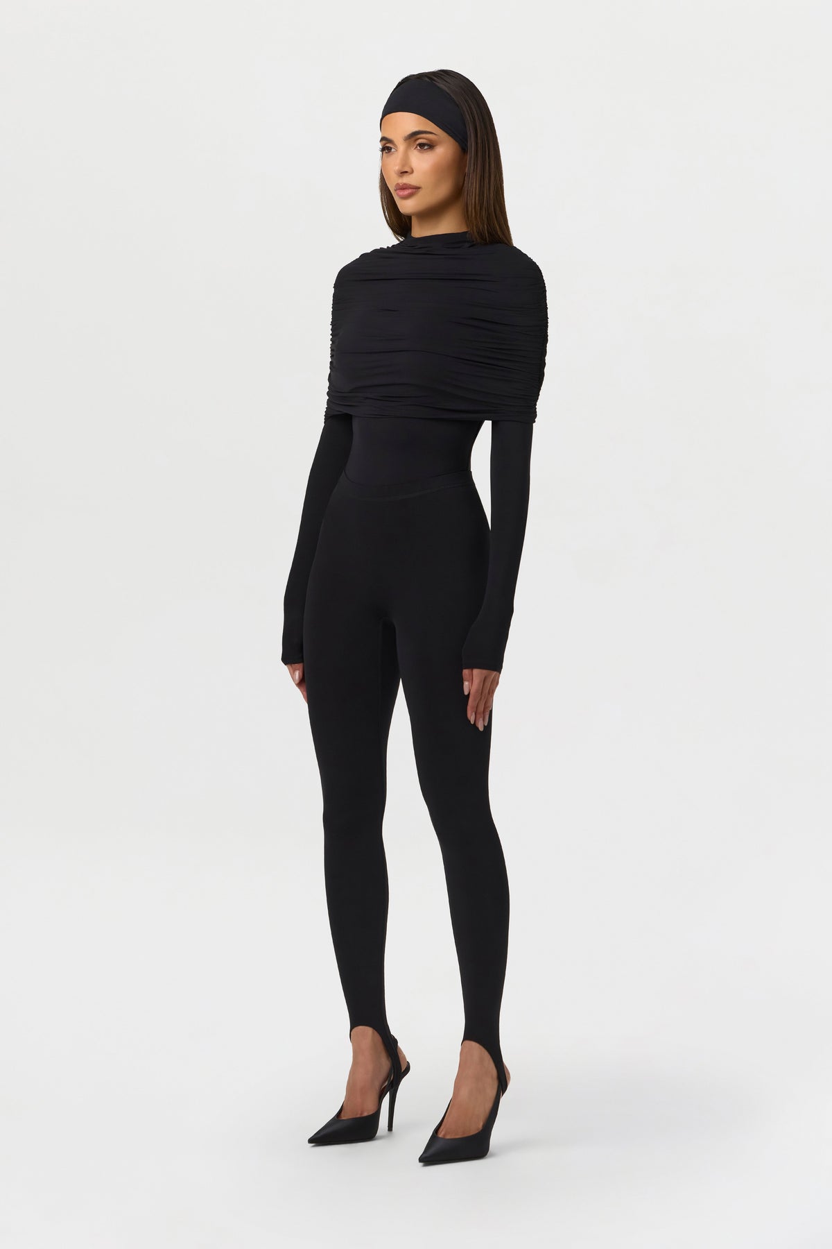 Naked Shirred Cape Bodysuit