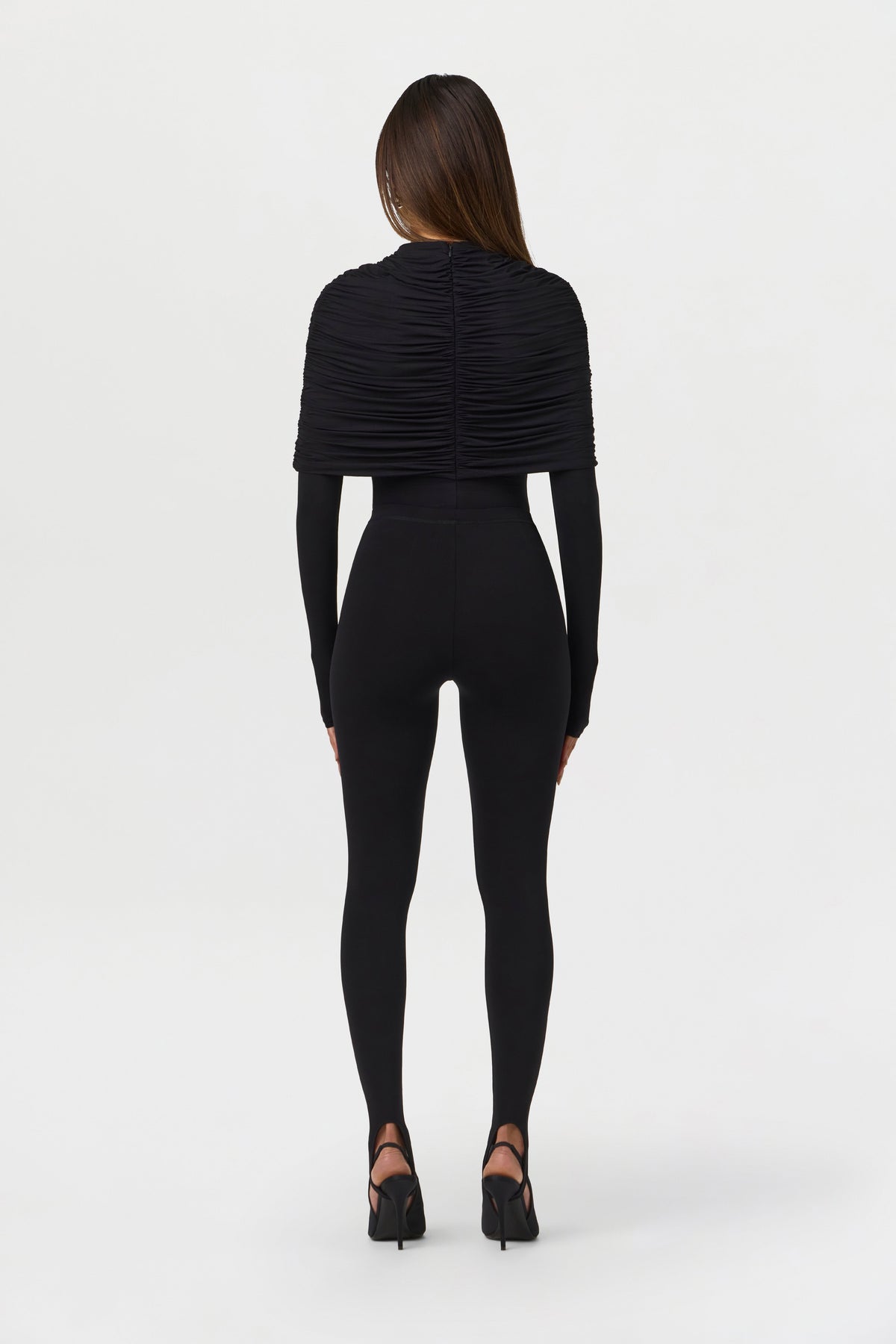 Naked Shirred Cape Bodysuit