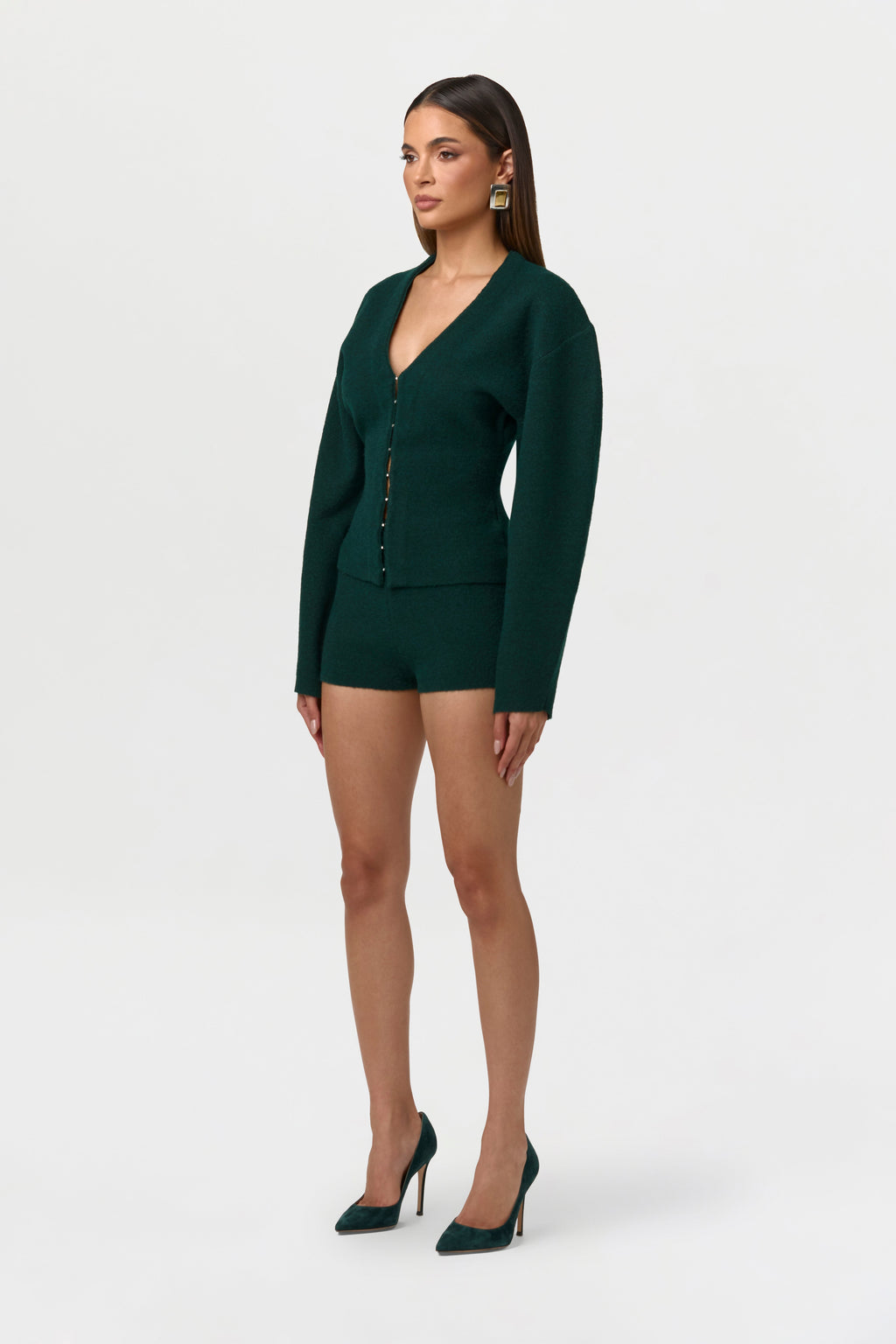 Knit Rhinestone Button Up Cardigan