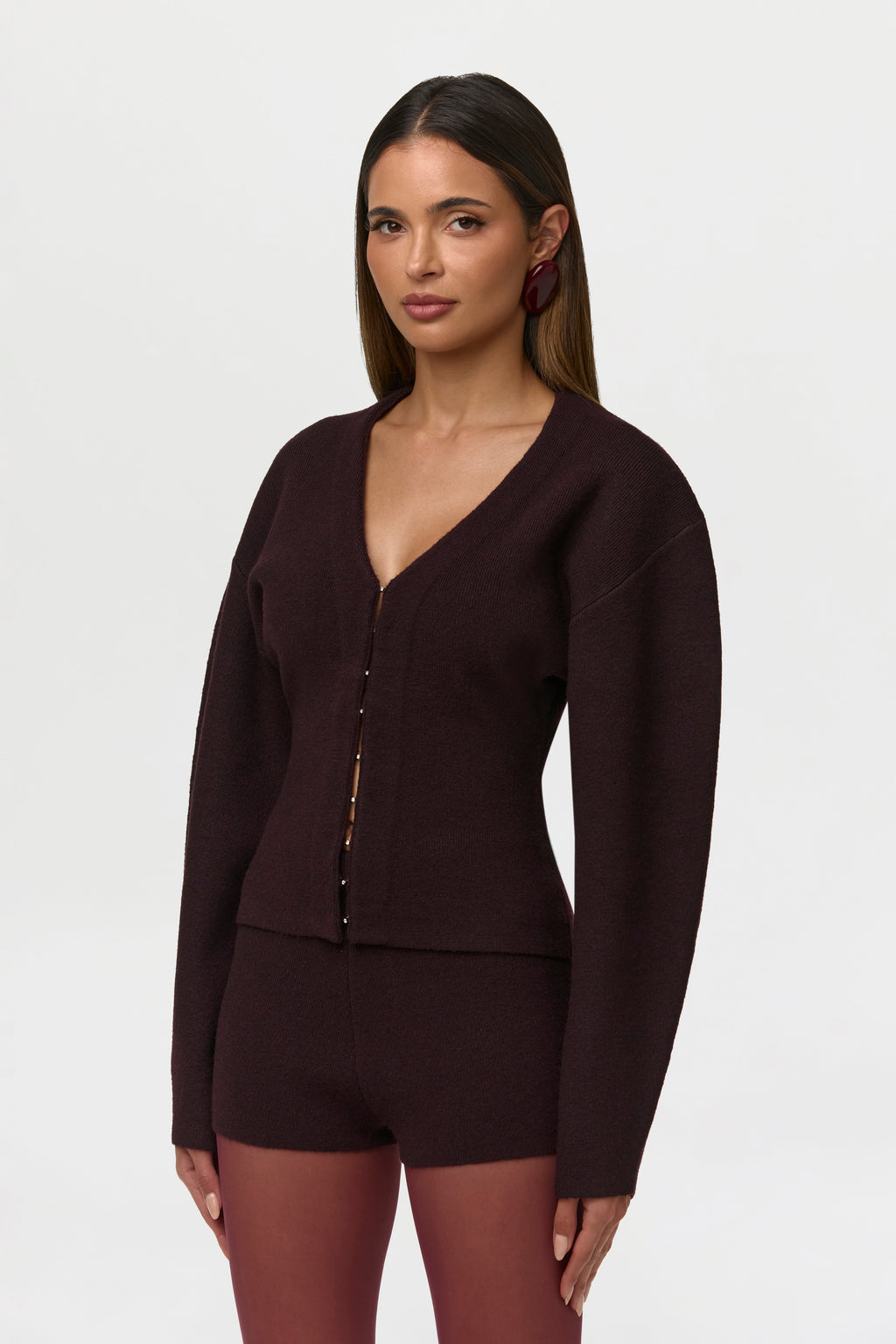 Knit Rhinestone Button Up Cardigan
