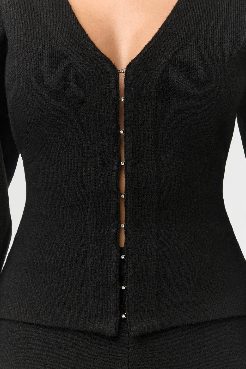 Knit Rhinestone Button Up Cardigan