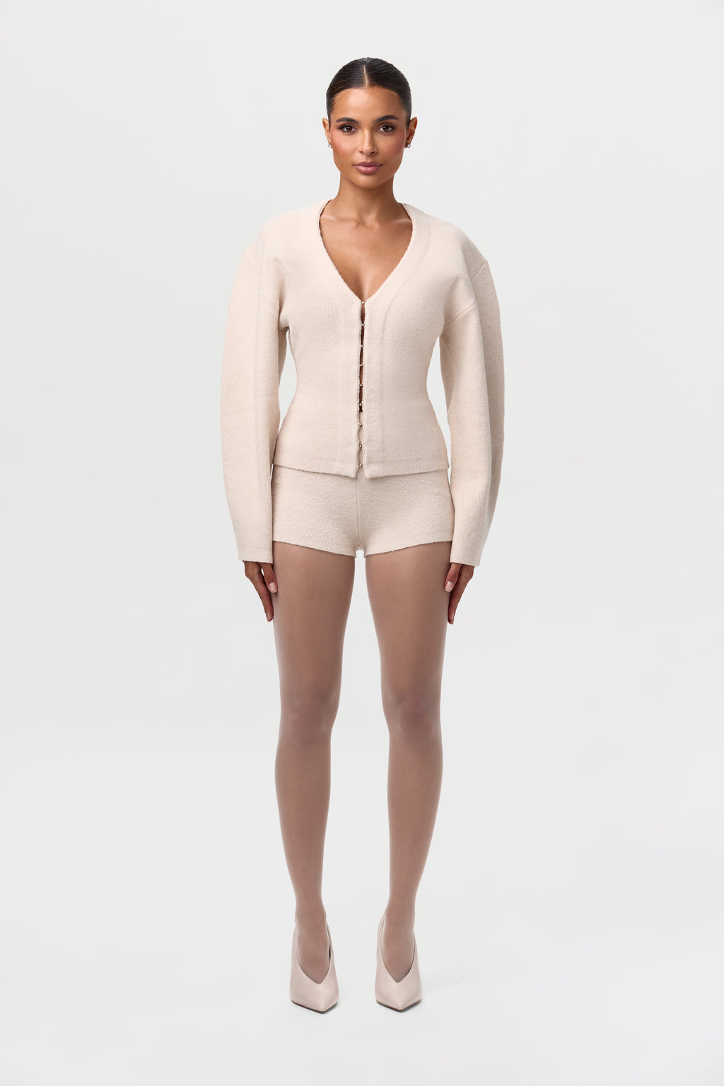 Knit Rhinestone Button Up Cardigan