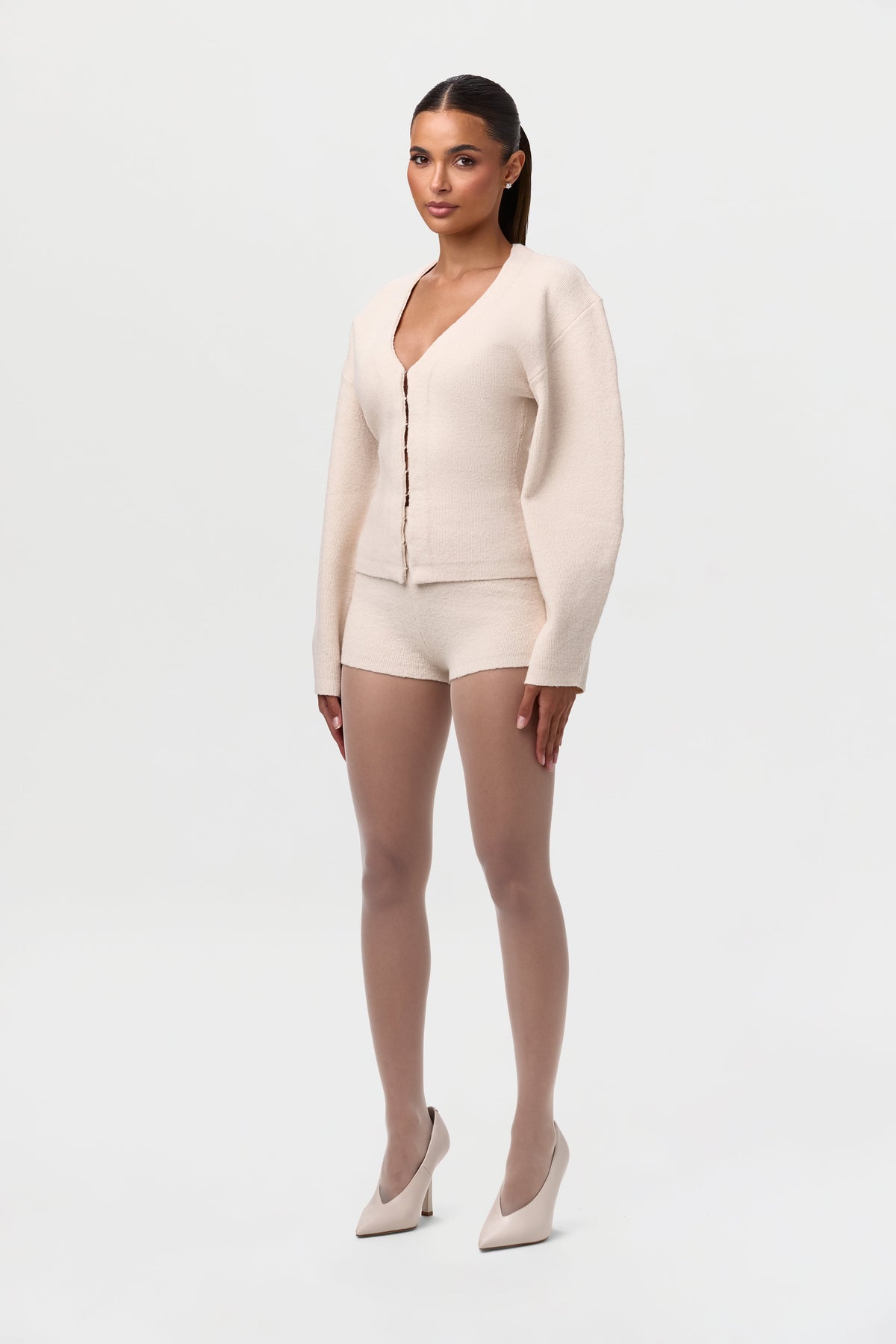 Knit Rhinestone Button Up Cardigan