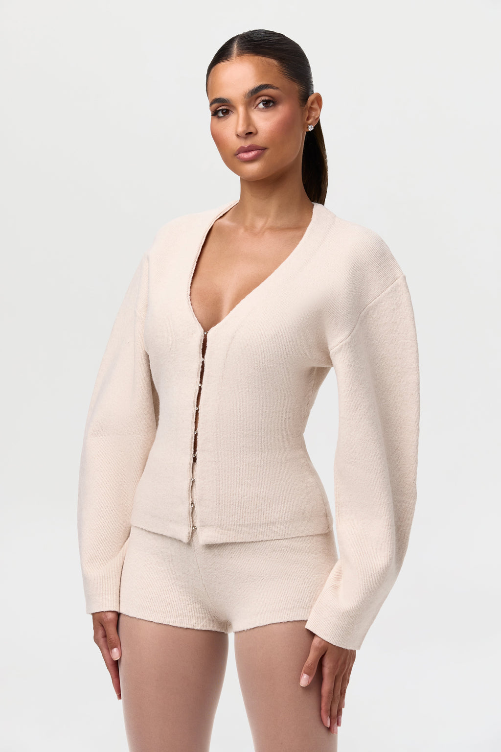 Knit Rhinestone Button Up Cardigan