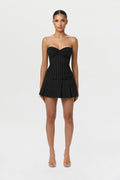 Pinstripe Suiting Pleated Mini Skirt