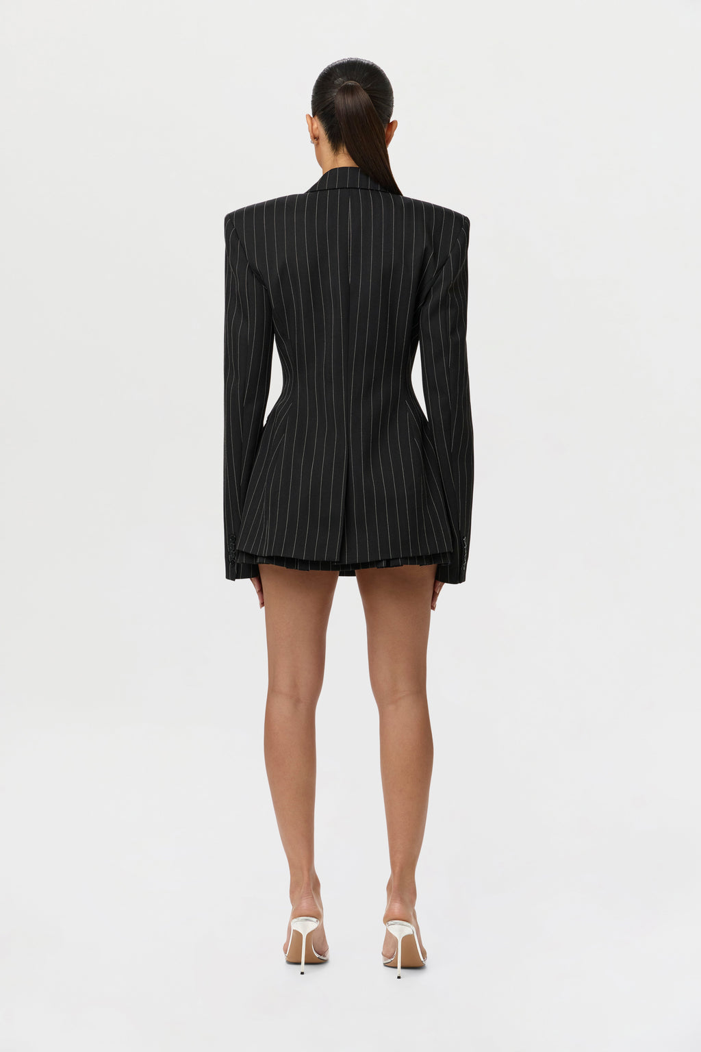 Pinstripe Suiting Pleated Mini Skirt