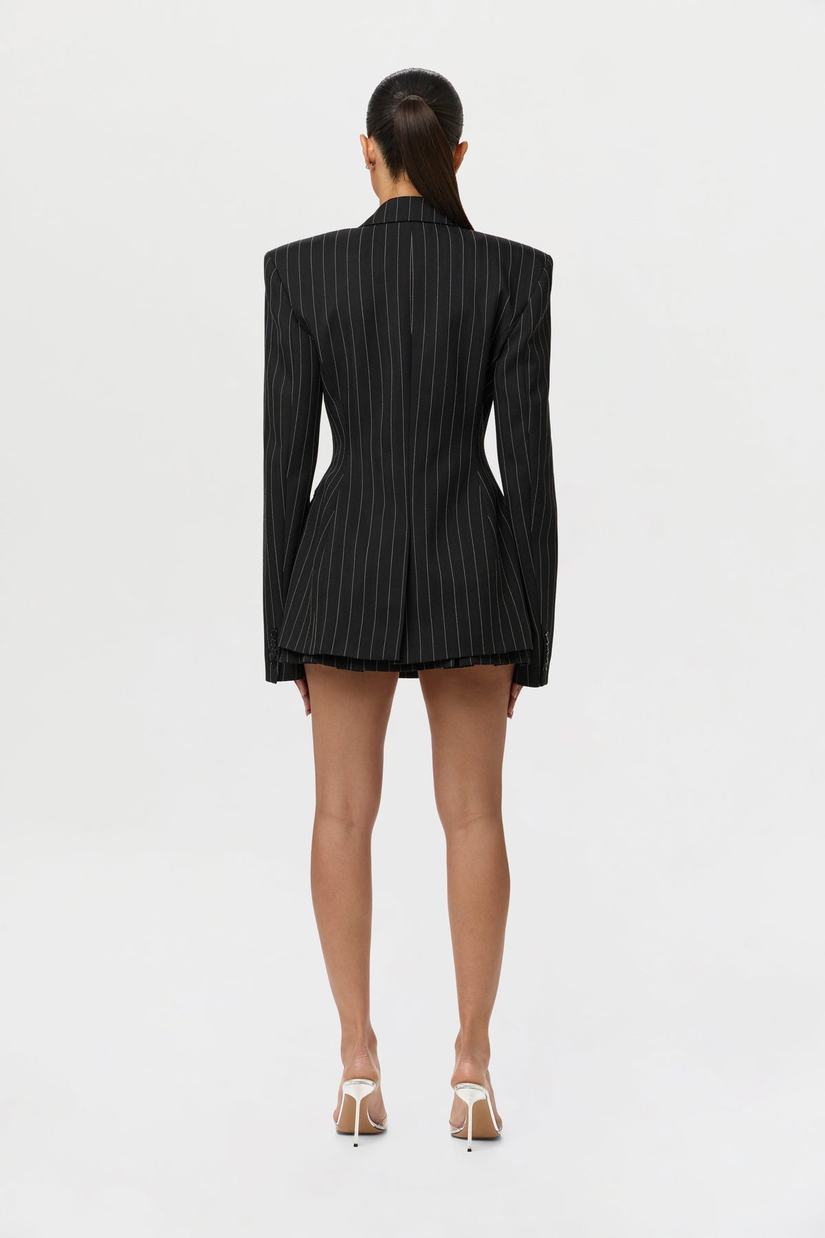 Pinstripe Suiting Pleated Mini Skirt