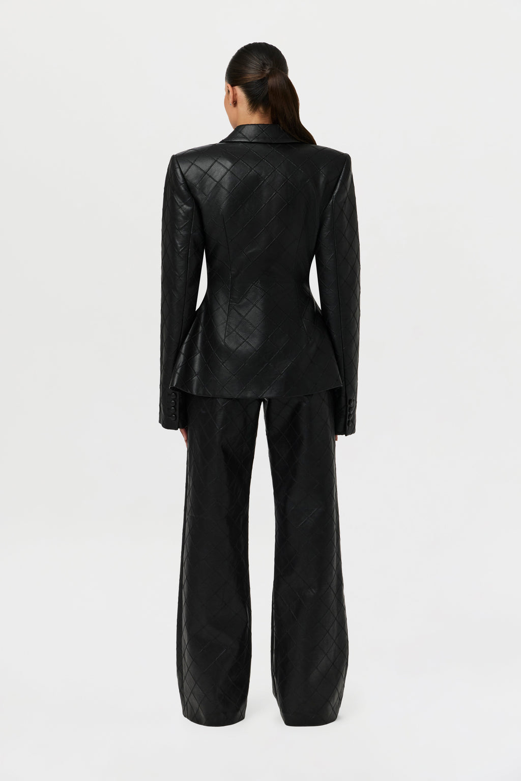 Quilted Vegan Leather Wide Leg Pants