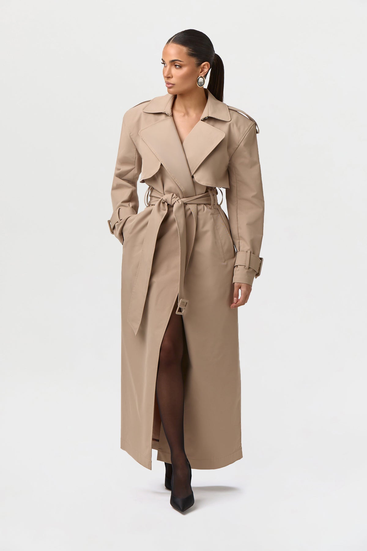 Twill Trench Long Coat