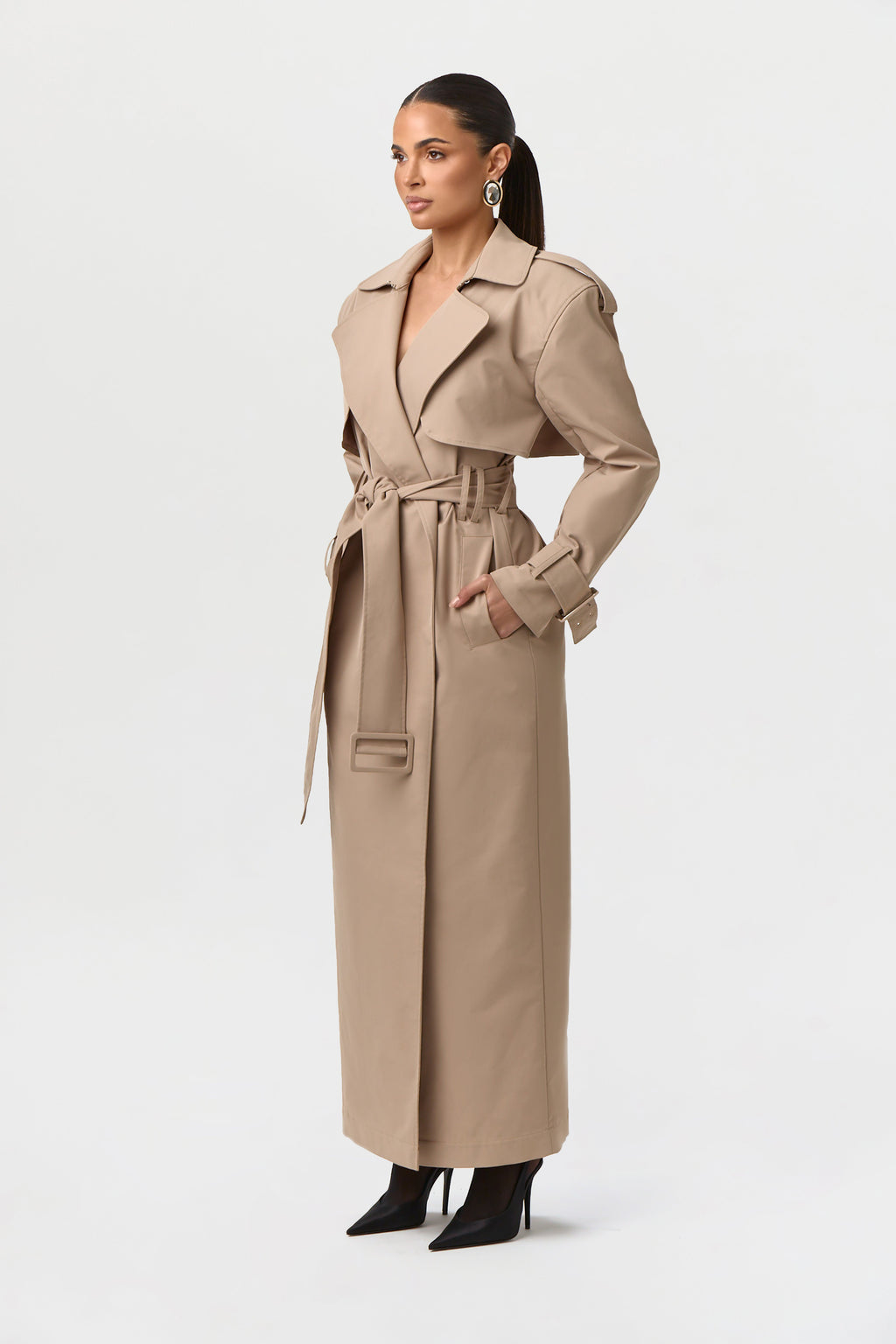 Twill Trench Long Coat