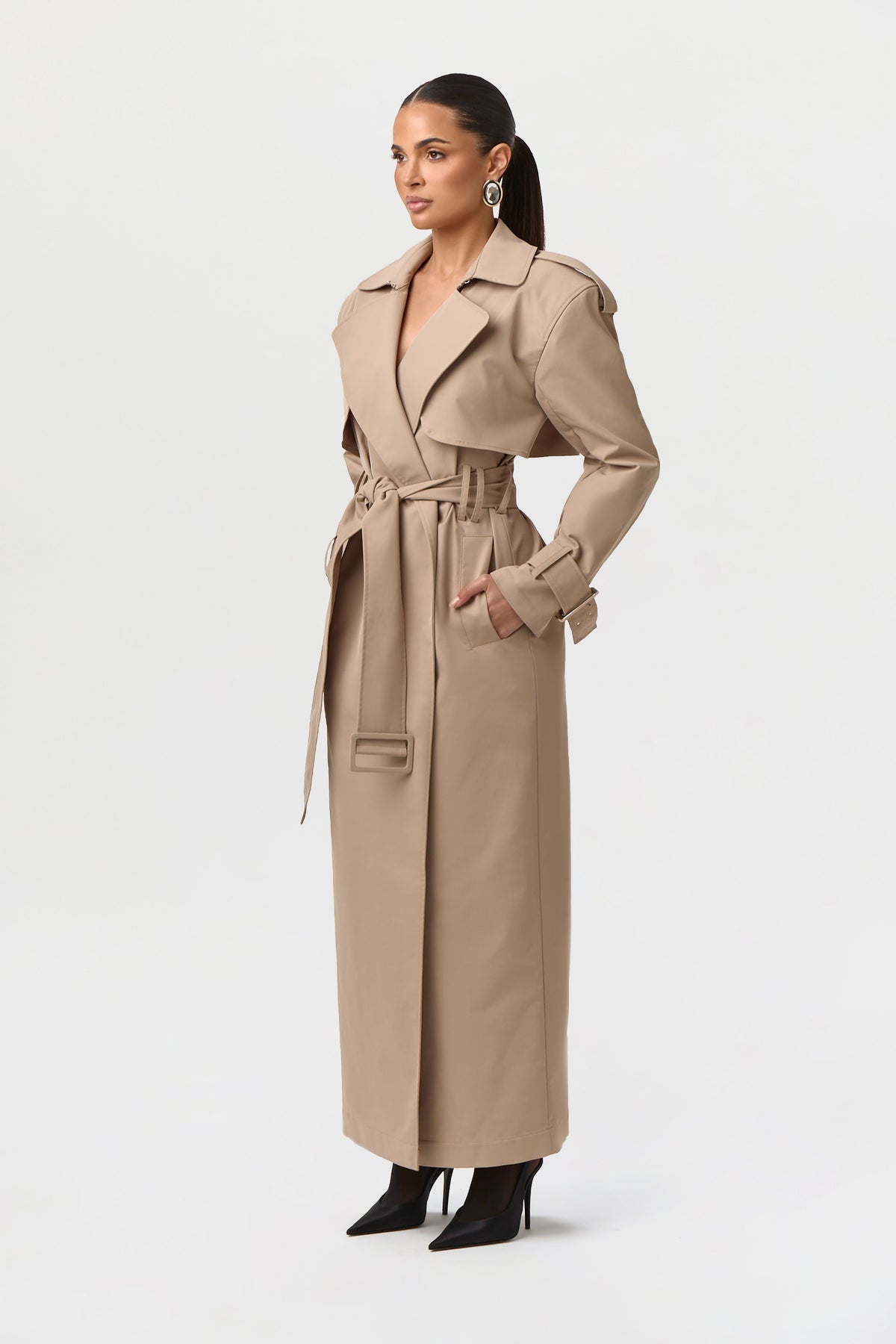 Twill Trench Long Coat