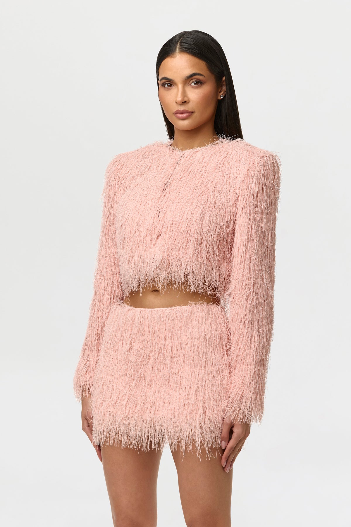 Faux Fringe Cropped Jacket