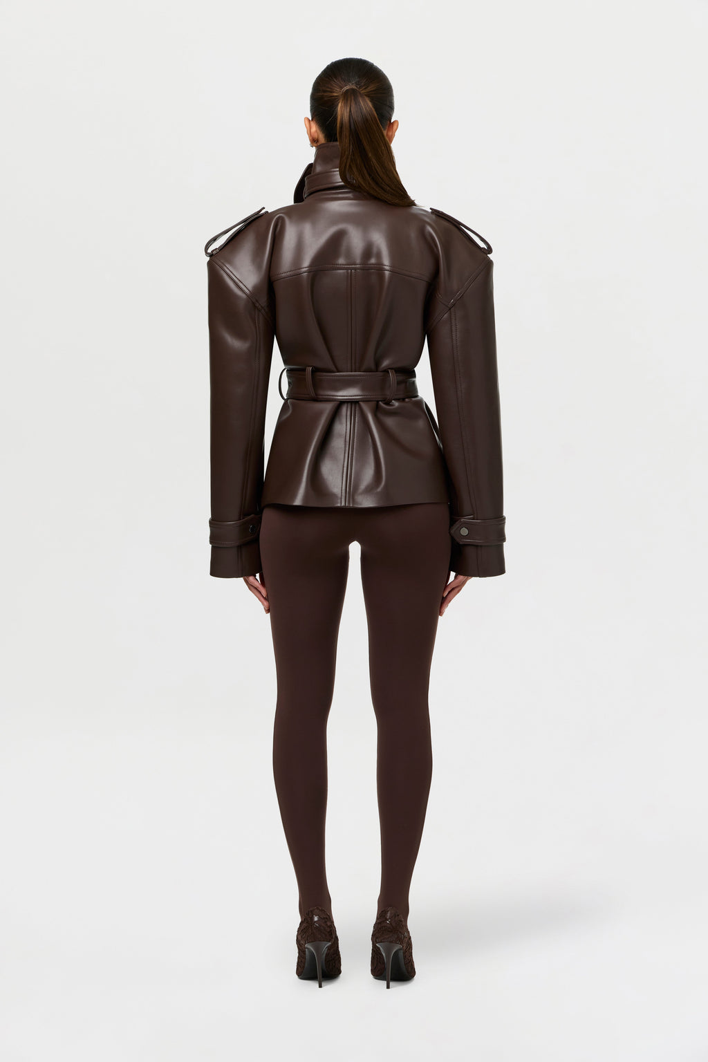 Vegan Leather Belted Jacket