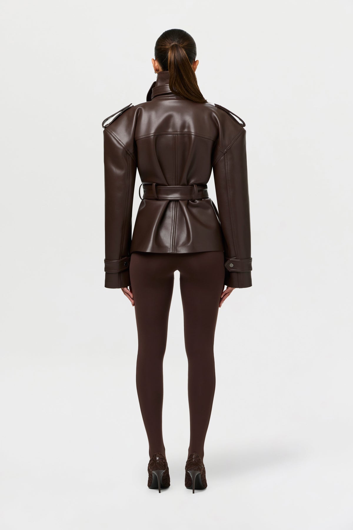 Vegan Leather Belted Jacket