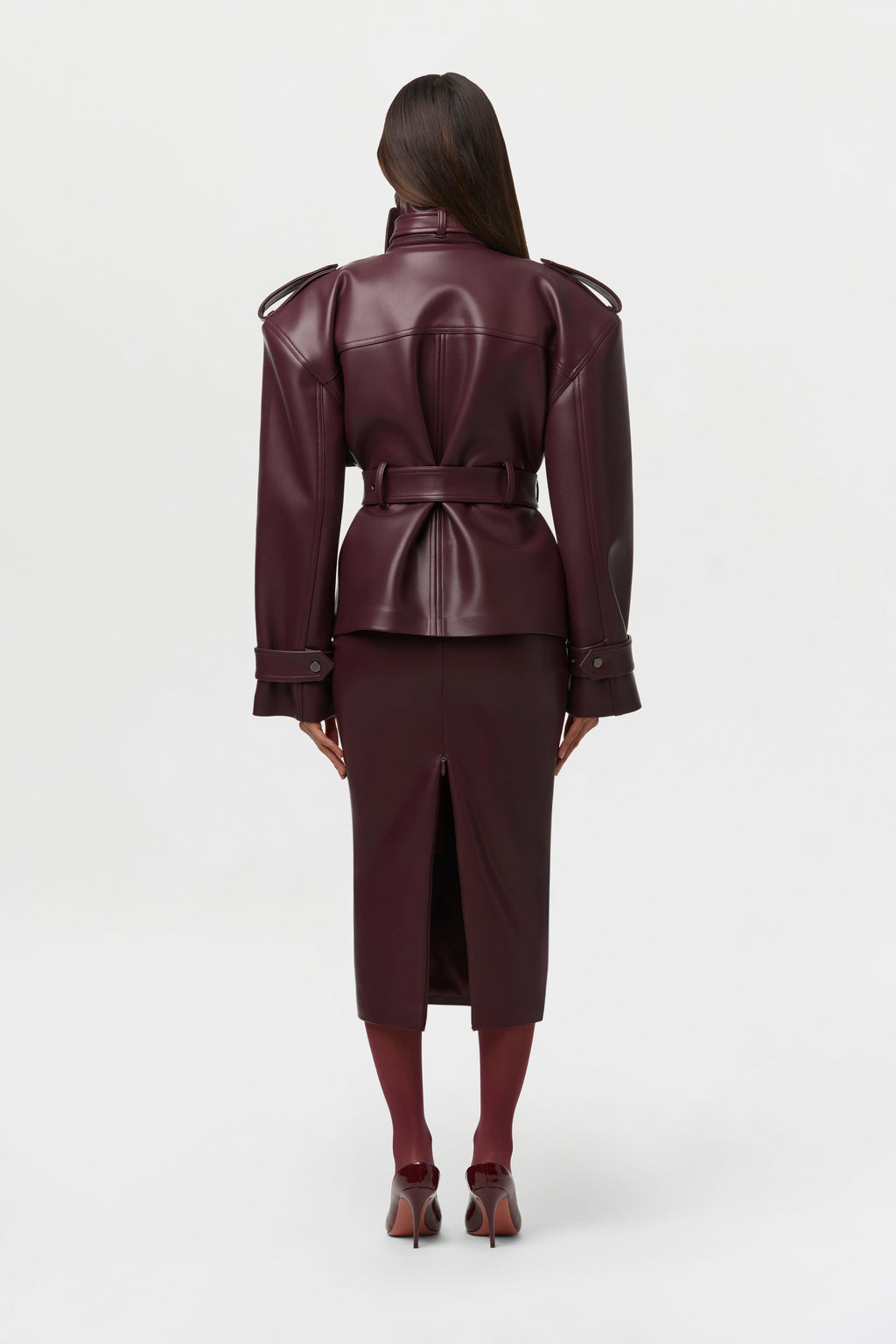 Vegan Leather Belted Jacket