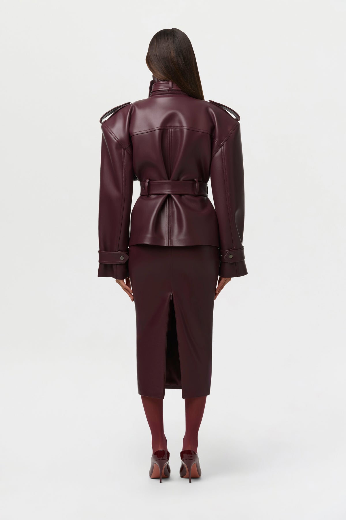 Vegan Leather Belted Jacket