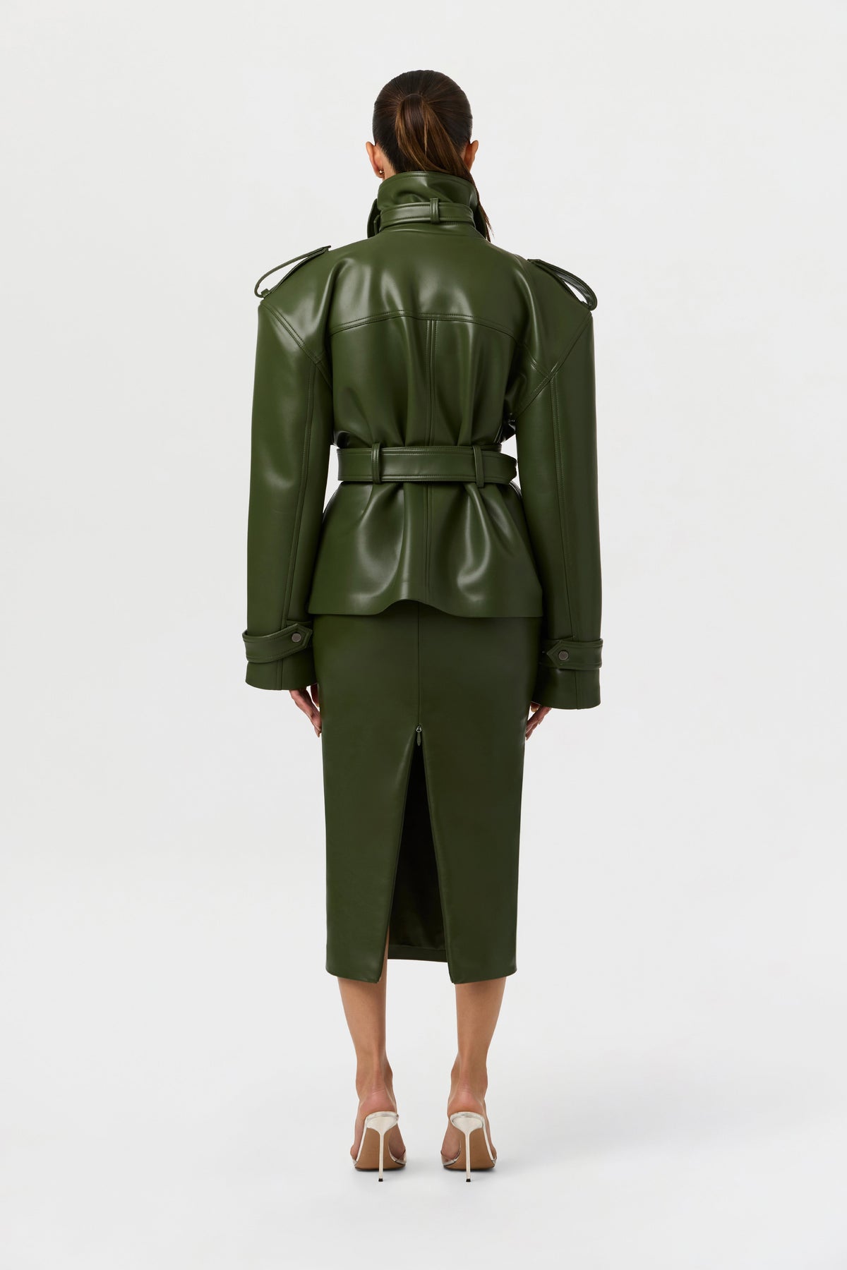 Vegan Leather Belted Jacket