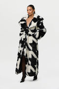 Faux Fur Houndstooth Coat